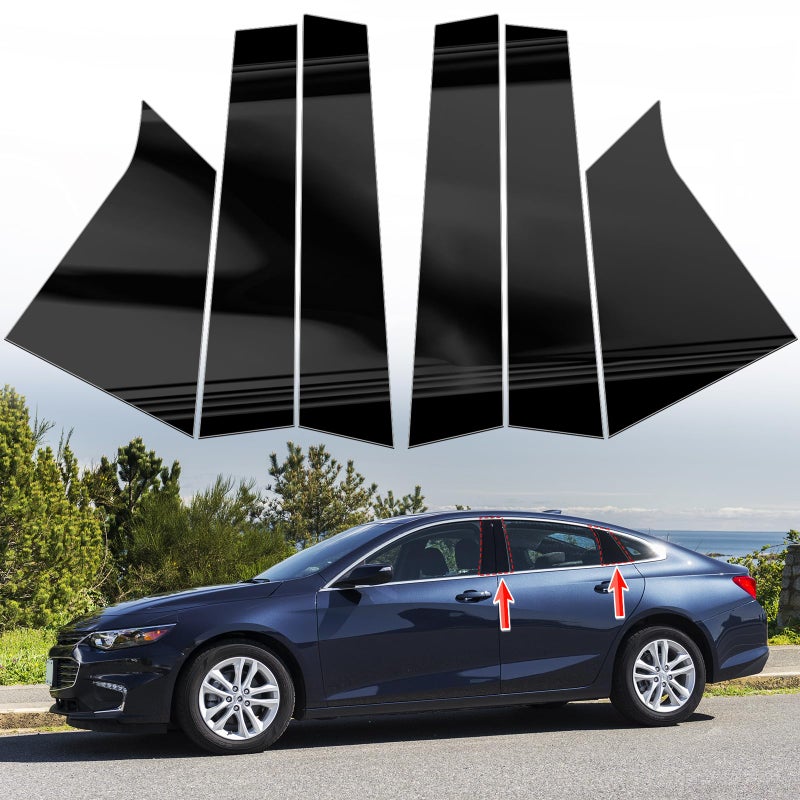 AMSPRAC Car Door Pillar Posts TrimDoor Window Pillar Post Panel Covers fit for Chevrolet Malibu 20162021Door Pillar Moldings Cover Anti Scratch StickersGlossy Black 6PCS