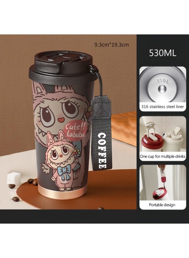 لابوبو كوب لابوبو 316 من الفولاذ المقاوم للصدأ معزول بالفراغ، كوب قهوة بارد معزول 530 مل - Image 1