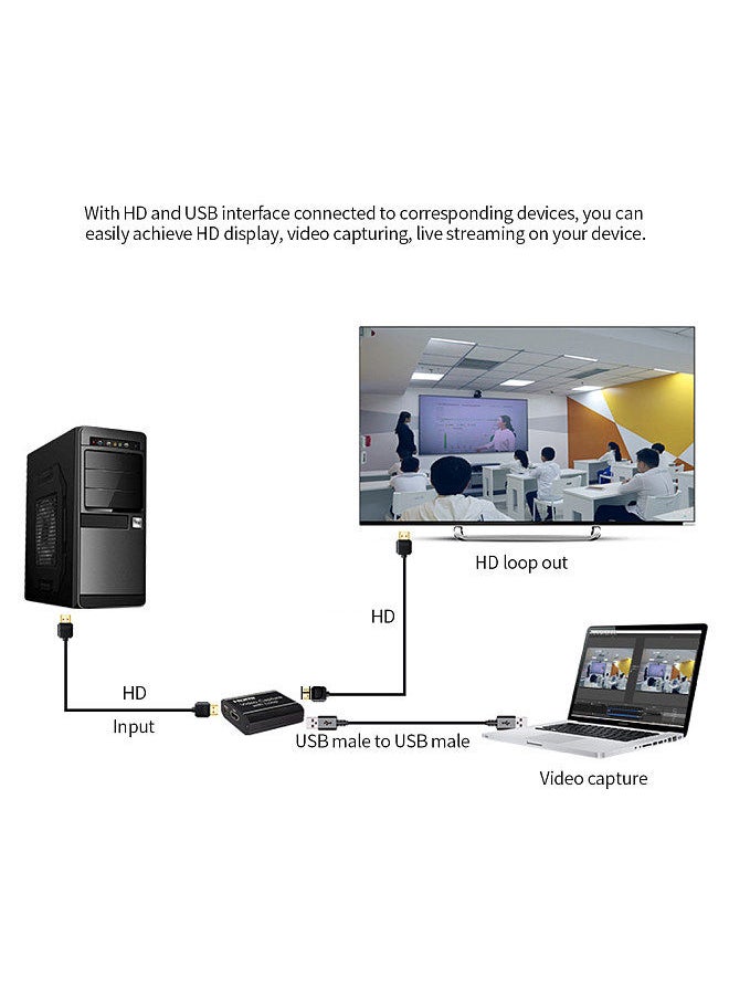 Generic - HD Video Capture Card with HD Loop-out USB 3.0 Capture Card Live Streaming Video Converter 4K Input 1080P 60fps Output Black - Image 1