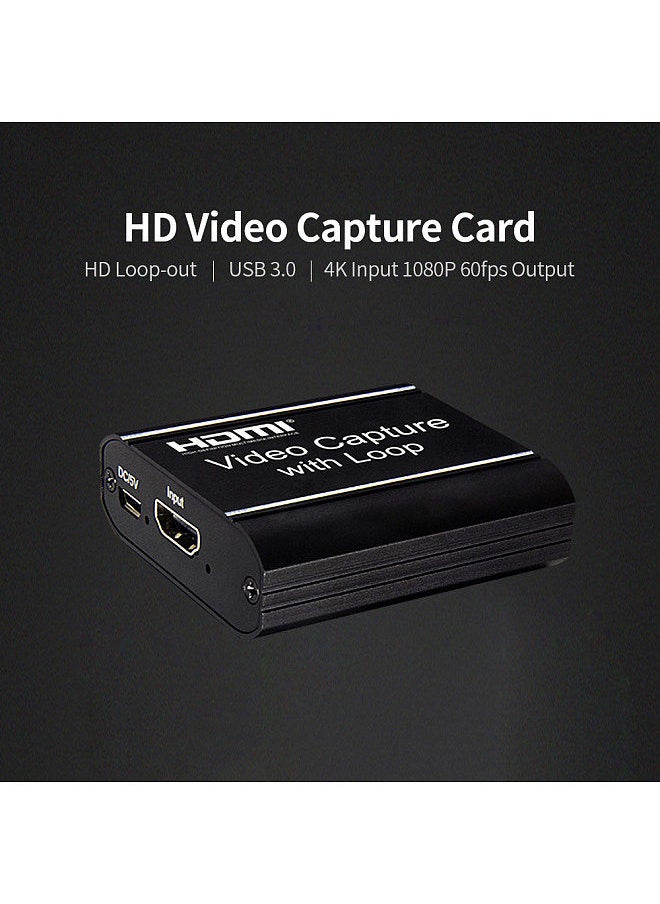 Generic - HD Video Capture Card with HD Loop-out USB 3.0 Capture Card Live Streaming Video Converter 4K Input 1080P 60fps Output Black - Image 1