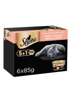 Sheba Sheba Tuna and Salmon in Gravy Cat Food, 5 plus 1 Pack (85g x 6 cans) 