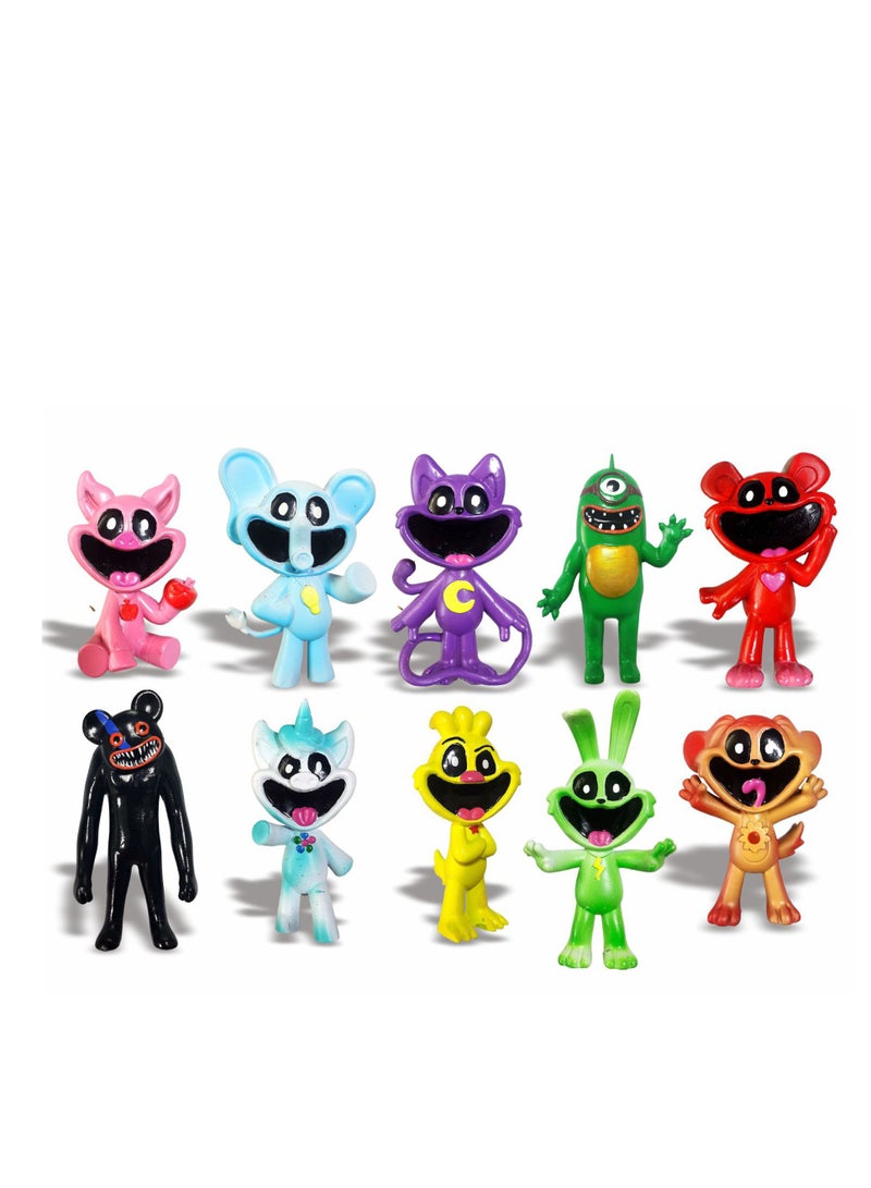 10-Piece Smiling Critters Figures,The Smiling Critters Action Figure Toys For Fans,Catnap Cartoon Monster Game Smiling Critters Series Figures Model Birthday Cake Toppers