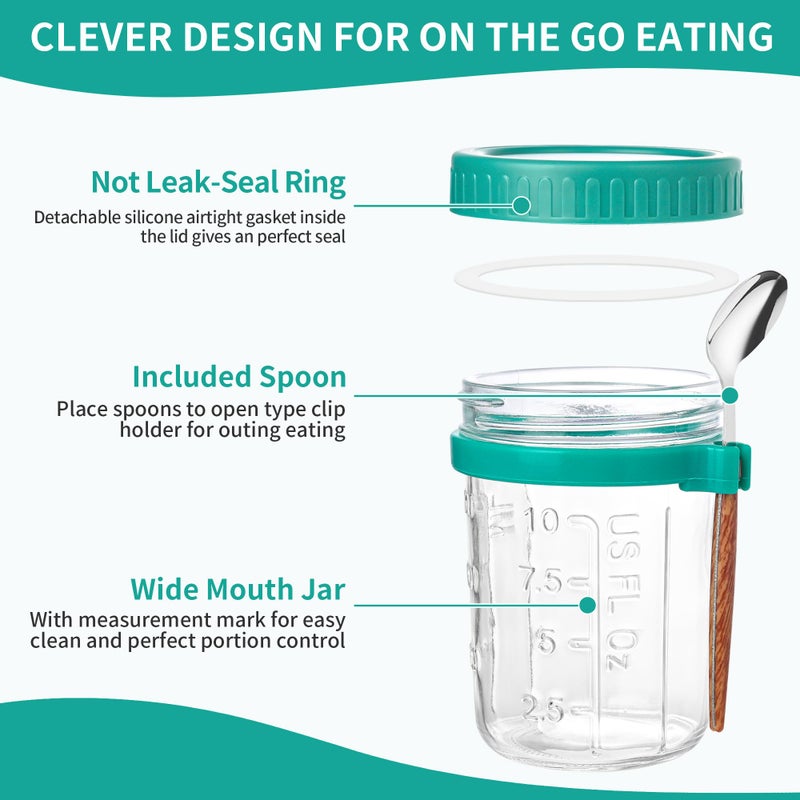 Xileanalee 6 Pack Overnight Oats Containers with Lids and Spoons-18 Oz Overnight Oats Jars Mason Jars for Chia Pudding Cereal Fruit Vegetable Milk Salad Yogurt Meal Prep - Image 5