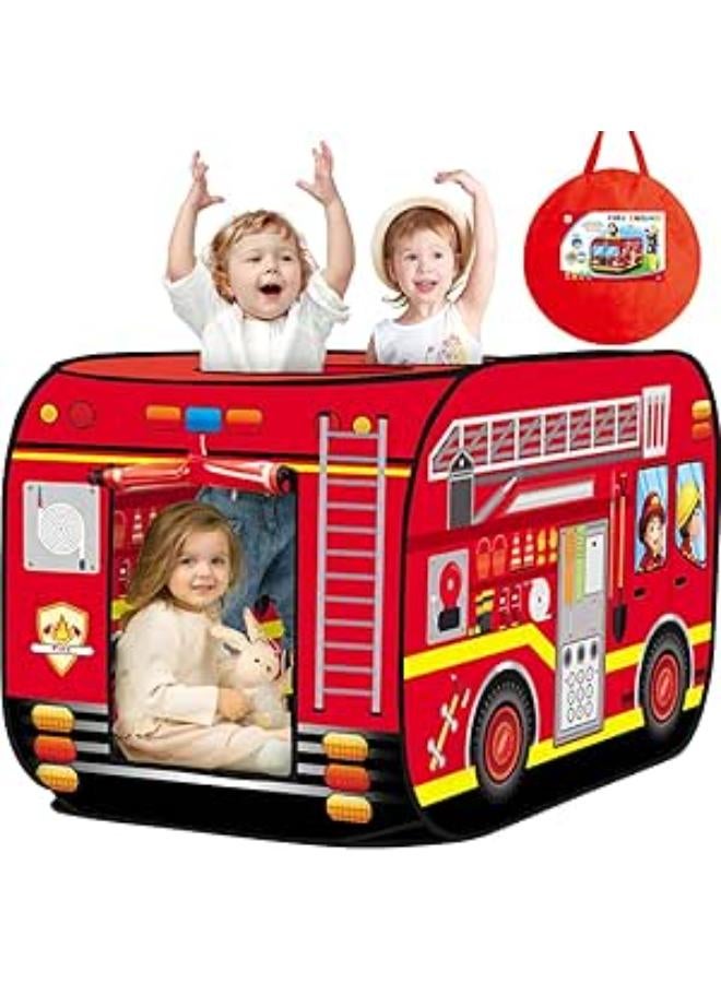 Fire Engine Pop Up Play Tent for Kids, Indoor Outdoor Playhouse with Storage Bag, Red