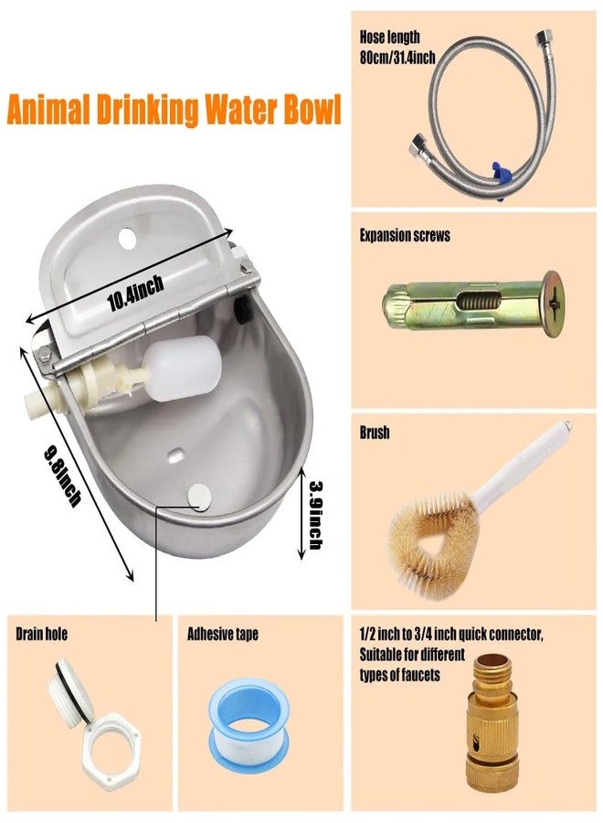 APlayfulBee Automatic Livestock Water Bowl 304 Stainless Steel Float Valve Waterer with Float Valve and Drainage Hole, Leak-Proof Drinking Bowl with Full Installation Kit, Wall Mount Waterer for Dog, Horse, Goat - Image 4