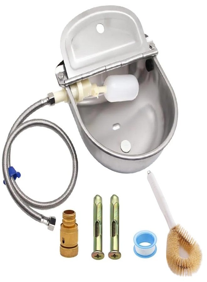 APlayfulBee Automatic Livestock Water Bowl 304 Stainless Steel Float Valve Waterer with Float Valve and Drainage Hole, Leak-Proof Drinking Bowl with Full Installation Kit, Wall Mount Waterer for Dog, Horse, Goat - Image 1