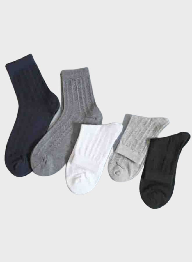 Sharpdo 5 Pair of Men Breathable Cozy Socks Set White/Grey/Black - Image 1