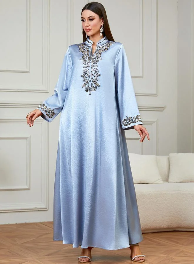 Take Two Light Blue Embroidered Jalabiya