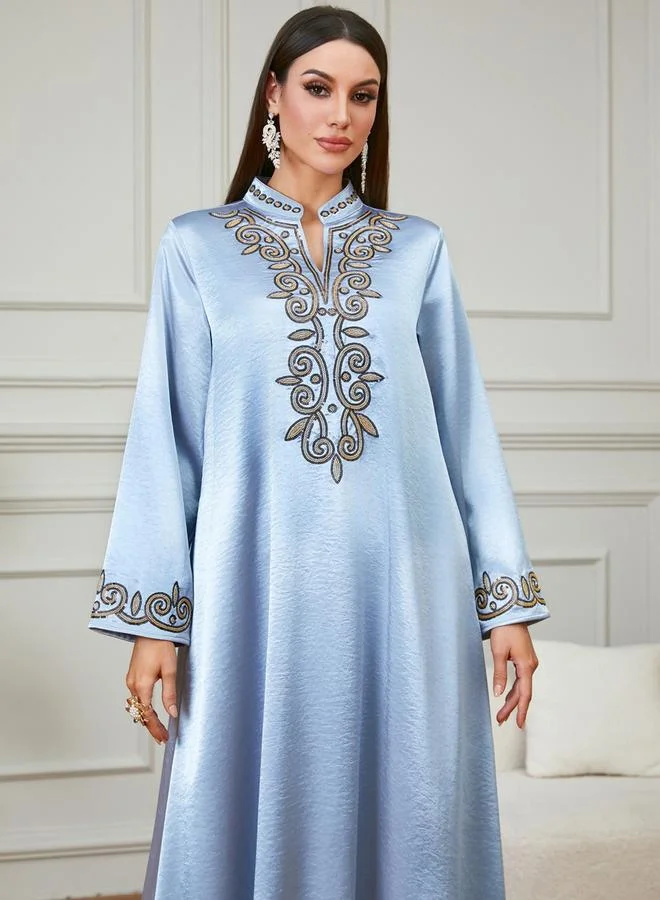 Take Two Light Blue Embroidered Jalabiya
