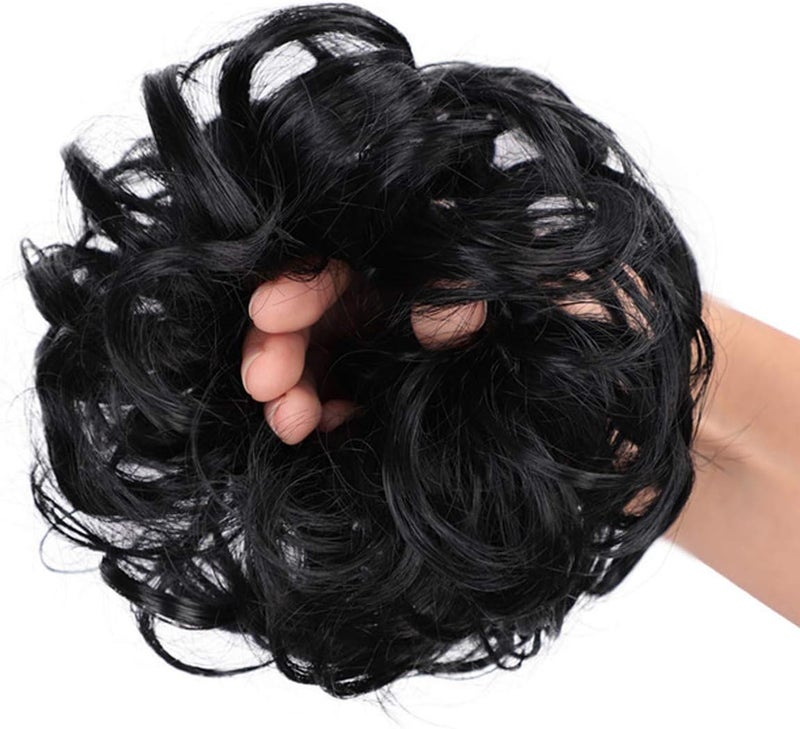 اسويتوفك زينة شعر على شكل كعكة فوضوية بتسريحة عالية، مع إضافات شعر صناعية، لون أسود داكن - Image 3