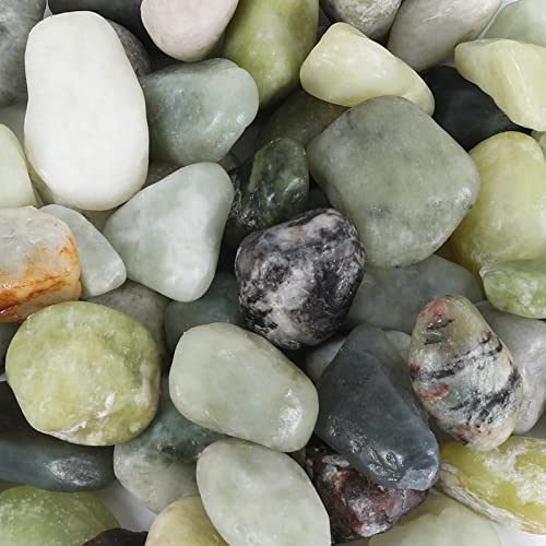 Ausluru 5lbs Natural River Rocks Polished Pebbles for Plants Garden 12 inch Decorative Jade Stones Ideal for Fish Tank Vases Crafting Home Decor and Garden Landscaping RocksJade - Image 1