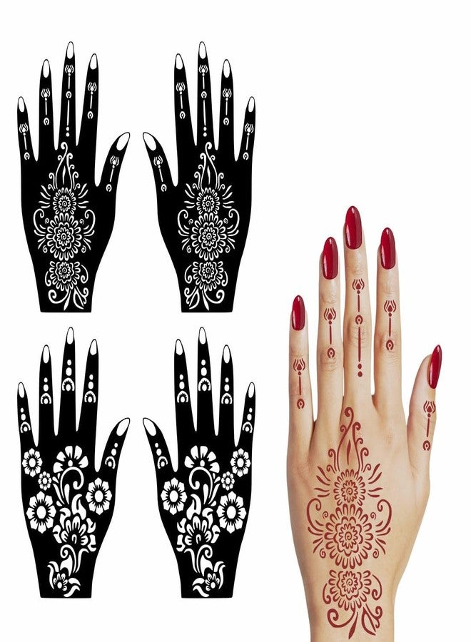 ORDERSHOCK Classic Mehndi Combo Sticker Set For Traditional Celebrations For Girls & Women Palm And Finger Design Pack Of 2 - Image 1