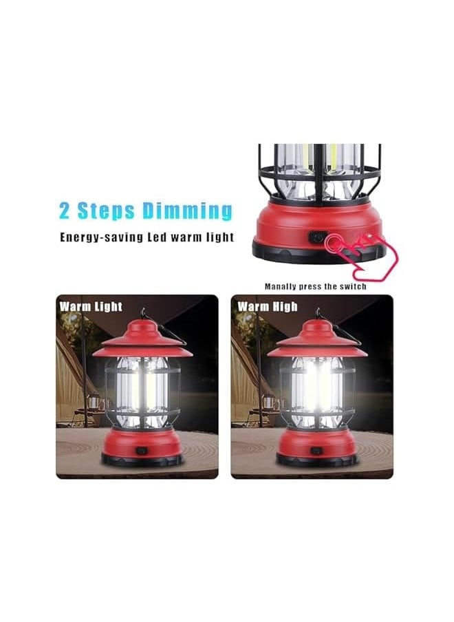 erorex Camping Lantern Battery Powered, Portable Outdoor Emergency Lamp, Hand & Hanging Waterproof Lantern Flashlight Cob Brightness Tent Light for Camping, Hiking, Fishing, Camping Gear Red  - Image 2