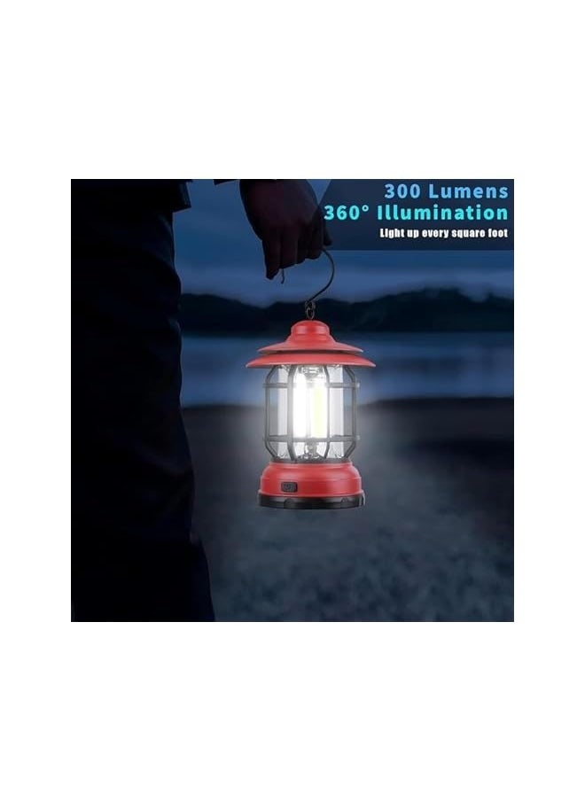 erorex Camping Lantern Battery Powered, Portable Outdoor Emergency Lamp, Hand & Hanging Waterproof Lantern Flashlight Cob Brightness Tent Light for Camping, Hiking, Fishing, Camping Gear Red  - Image 5