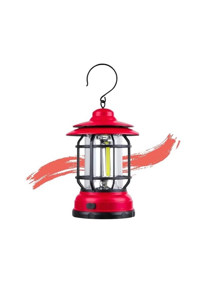 erorex Camping Lantern Battery Powered, Portable Outdoor Emergency Lamp, Hand & Hanging Waterproof Lantern Flashlight Cob Brightness Tent Light for Camping, Hiking, Fishing, Camping Gear Red  - Image 1