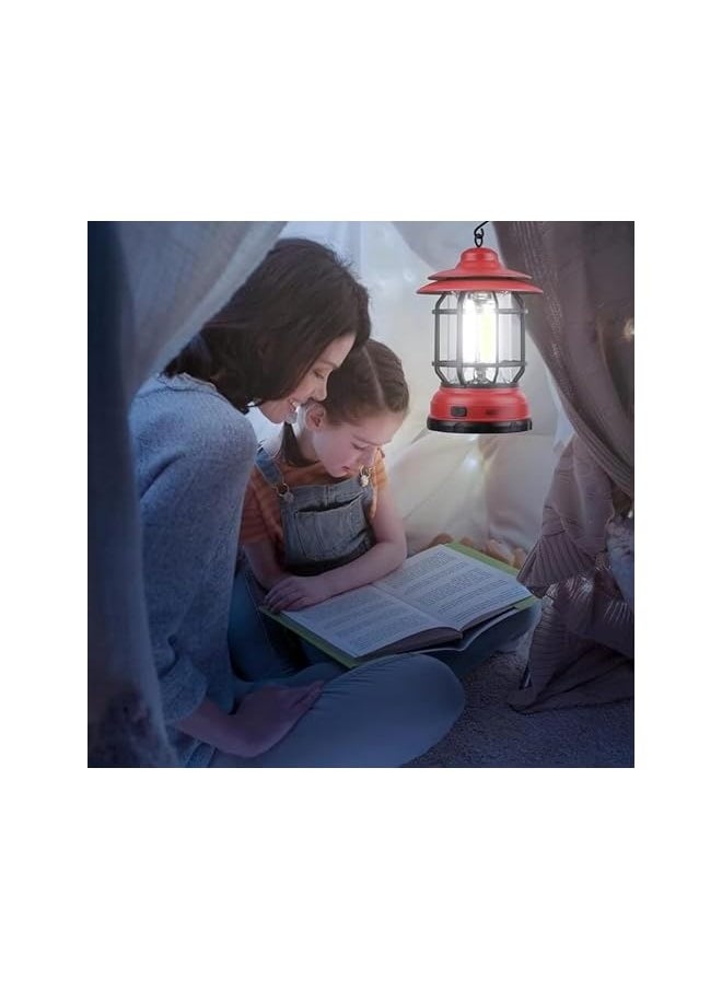 erorex Camping Lantern Battery Powered, Portable Outdoor Emergency Lamp, Hand & Hanging Waterproof Lantern Flashlight Cob Brightness Tent Light for Camping, Hiking, Fishing, Camping Gear Red  - Image 3