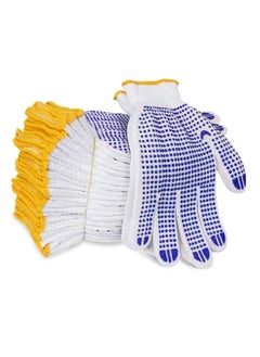 Yuwell 12 Pairs Working Gloves For Men Women Winter Dots Flip Resistant Grip Repairing Builder Construction Gardening Housework Skincare Stretchy Durable Gloves Warehouse Worker  - Image 1