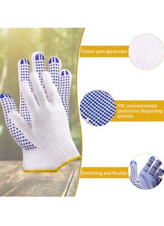 Yuwell 12 Pairs Working Gloves For Men Women Winter Dots Flip Resistant Grip Repairing Builder Construction Gardening Housework Skincare Stretchy Durable Gloves Warehouse Worker  - Image 3