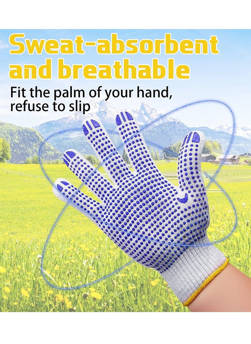 Yuwell 12 Pairs Working Gloves For Men Women Winter Dots Flip Resistant Grip Repairing Builder Construction Gardening Housework Skincare Stretchy Durable Gloves Warehouse Worker  - Image 5