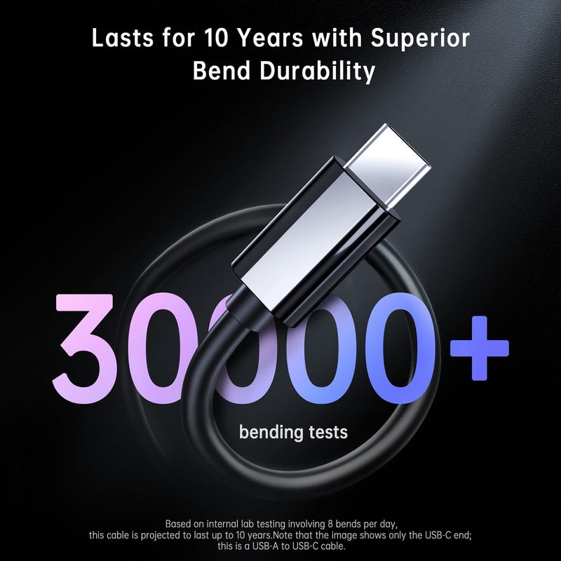 LDLrui كابل LDLrui USB A إلى USB C 3.1 جين 2، شحن سريع 3A ونقل بيانات 10Gbps لماك بوك، جالاكسي S20، سامسونج T7، SSD محمول، SSD، أوكولوس كويست، أندرويد أوتو والمزيد، أسود، 10 قدم، 1 عبوة - Image 5