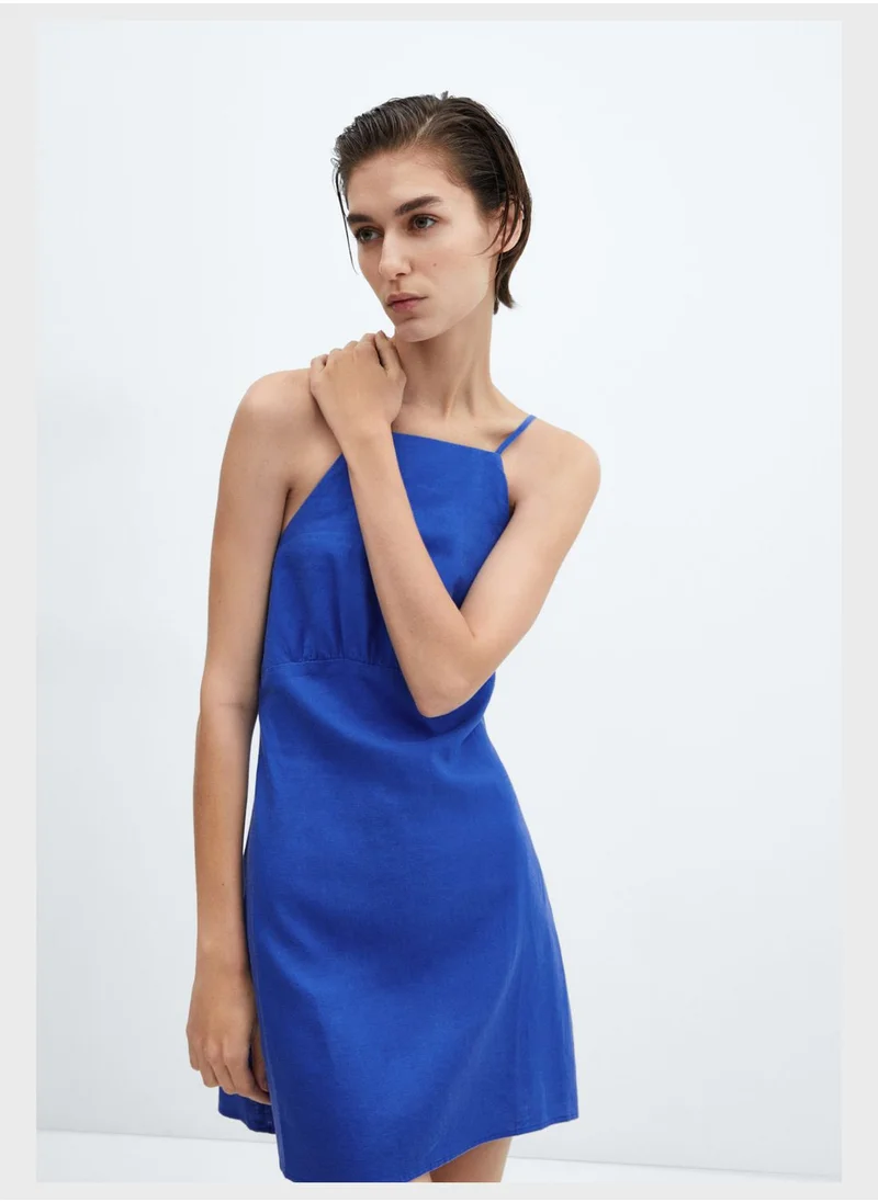 MANGO Strappy Ruched Dress