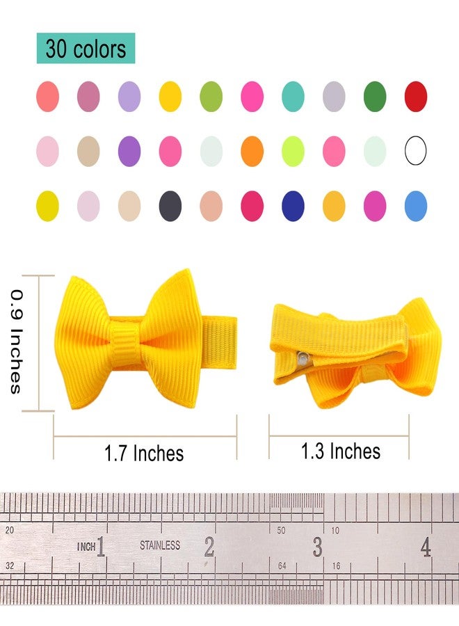QingHan Toddler Hair Bows for Girls: 4.5cm Grosgrain Ribbon Lined Clips 60Pcs (30 pairs) - Image 2