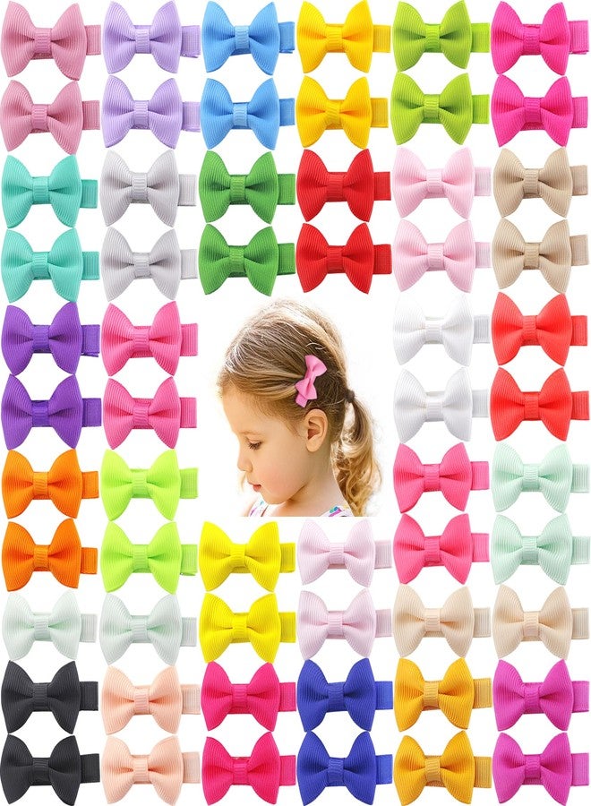 QingHan Toddler Hair Bows for Girls: 4.5cm Grosgrain Ribbon Lined Clips 60Pcs (30 pairs) - Image 1