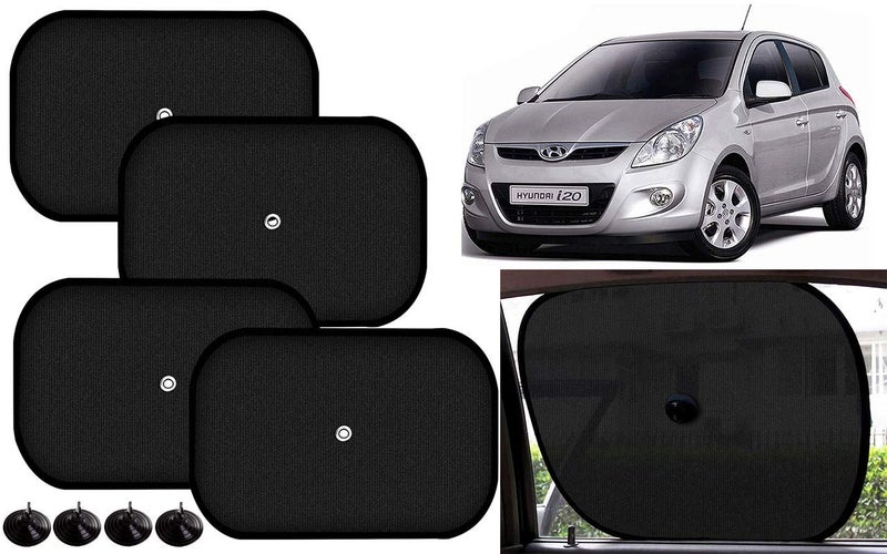 Auto Kite 60 GSM Car Side Window Black Chipkoo Sunshade Curtains 4pcs for - I20 Type-1 - Image 1