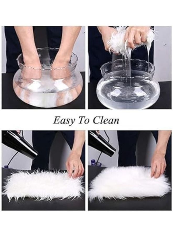 Harmony Home Harmony Home Ultra-Soft Fluffy Rug Faux Sheepskin Fur Area Rug Shaggy Couch Cover Seat Cushion Furry Runner Area Rugs Soft Fluffy Carpets for Living Room (Blue, 90 x 90 cm)  - Image 2
