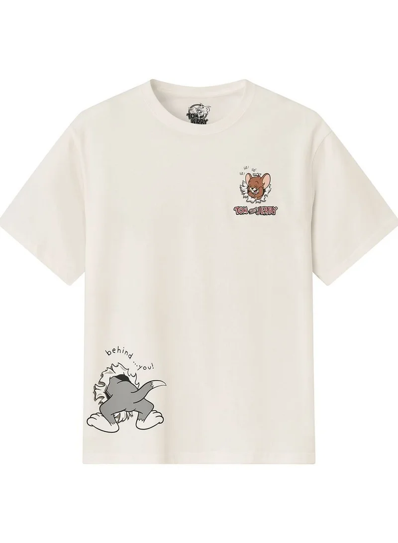 GIORDANO Men's Relaxed Fit short sleeve Tom & Jerry Cotton Graphic Tee