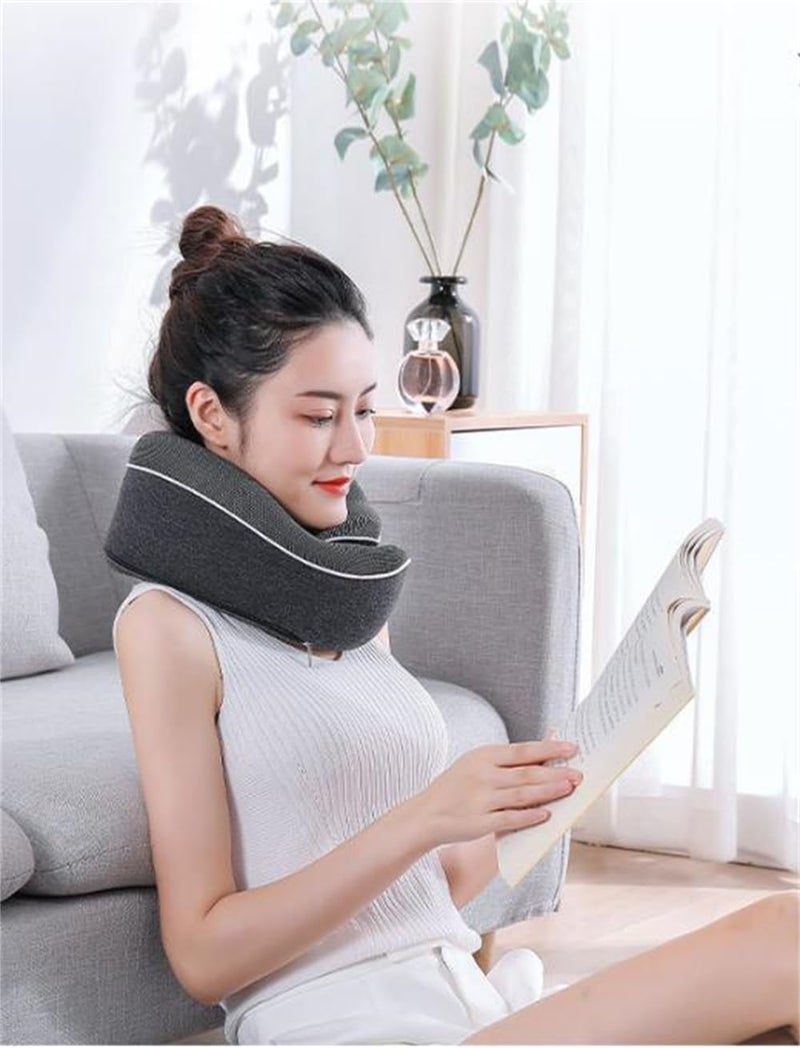 Travel Neck Pillow, Chin Support, Adjustable 100% Pure Memory Foam, Ergonomic Design, Soft Full Neck Surround Pillow for Home, Airplanes, and Car (Black) - Image 3