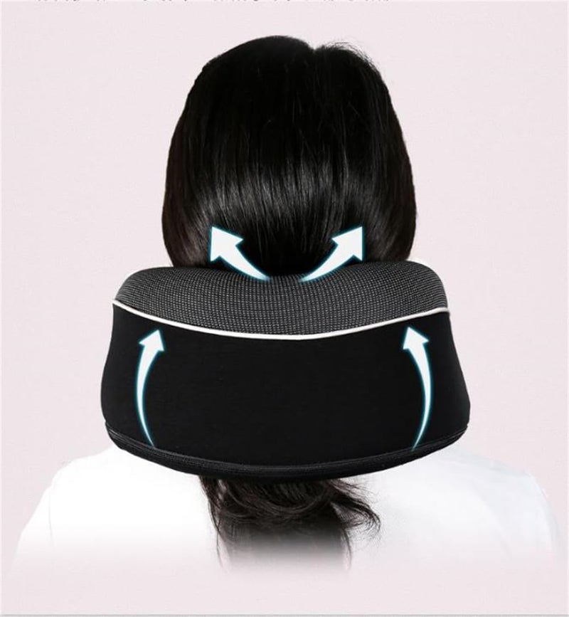 Travel Neck Pillow, Chin Support, Adjustable 100% Pure Memory Foam, Ergonomic Design, Soft Full Neck Surround Pillow for Home, Airplanes, and Car (Black) - Image 2