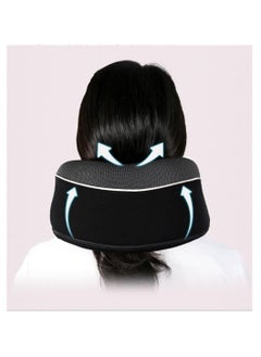 SYOSI Travel Neck Pillow, Chin Support, Adjustable 100% Pure Memory Foam, Ergonomic Design, Soft Full Neck Surround Pillow for Home, Airplanes, and Car (Black)  - Image 2