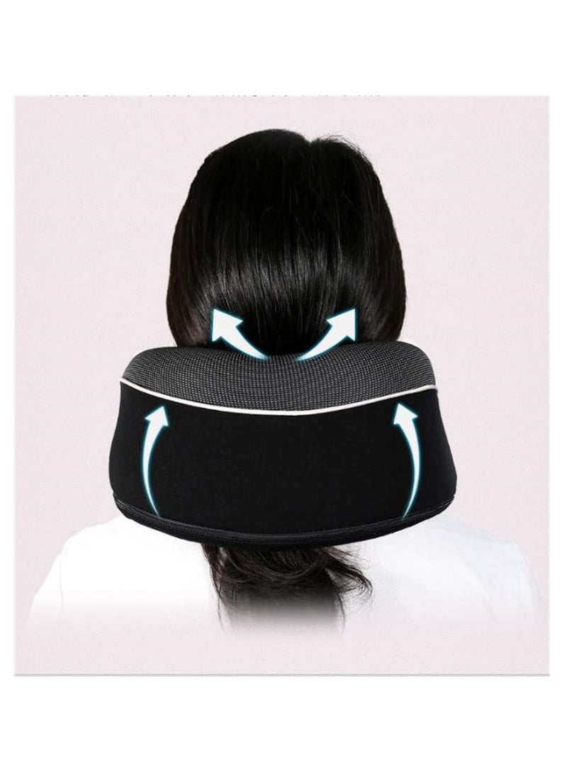 SYOSI وسادة عنق سفر، دعم الذقن، قابلة للتعديل 100% رغوة الذاكرة النقية، تصميم Ergonomic، وسادة ناعمة بالكامل تحيط بالعنق للمنزل والطائرات والسيارات (أسود) - Image 2