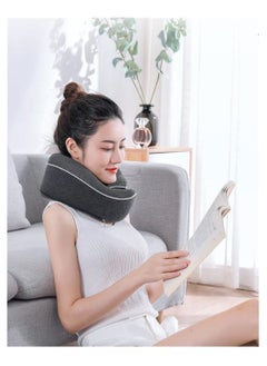 SYOSI Travel Neck Pillow, Chin Support, Adjustable 100% Pure Memory Foam, Ergonomic Design, Soft Full Neck Surround Pillow for Home, Airplanes, and Car (Black)  - Image 3