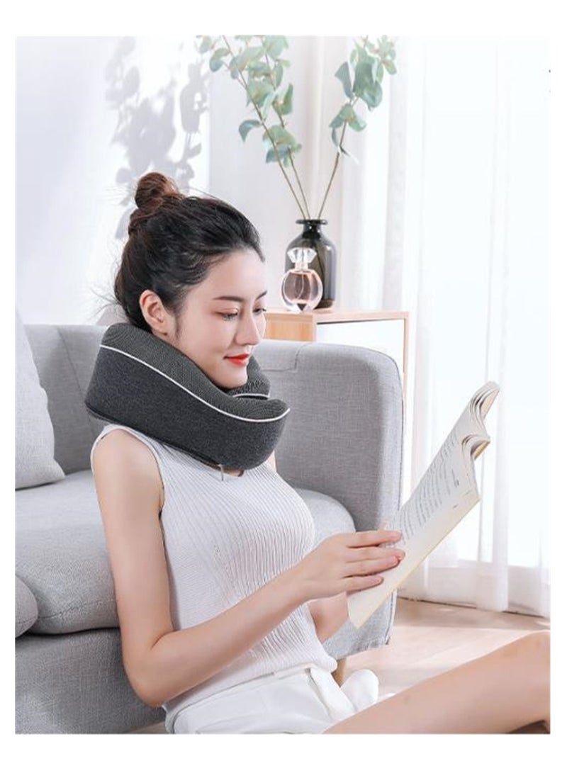 SYOSI وسادة عنق سفر، دعم الذقن، قابلة للتعديل 100% رغوة الذاكرة النقية، تصميم Ergonomic، وسادة ناعمة بالكامل تحيط بالعنق للمنزل والطائرات والسيارات (أسود) - Image 3