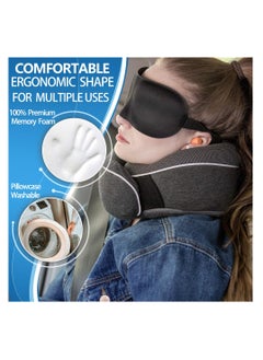 SYOSI Travel Neck Pillow, Chin Support, Adjustable 100% Pure Memory Foam, Ergonomic Design, Soft Full Neck Surround Pillow for Home, Airplanes, and Car (Black)  - Image 4