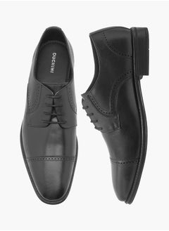 DUCHINI Men's Textured Derby Shoes with Lace-Up Closure  - Image 1