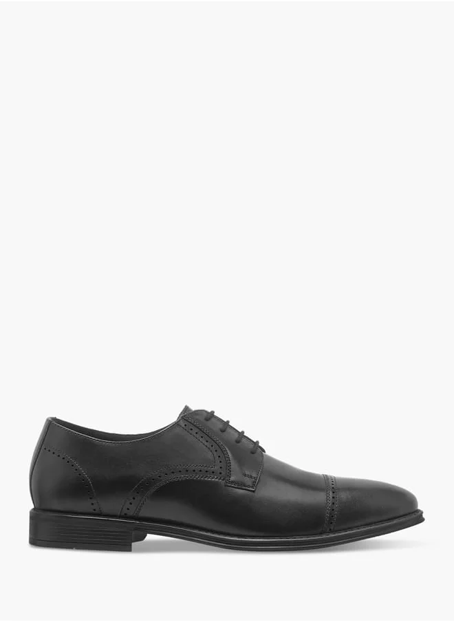 DUCHINI Men's Textured Derby Shoes with Lace-Up Closure