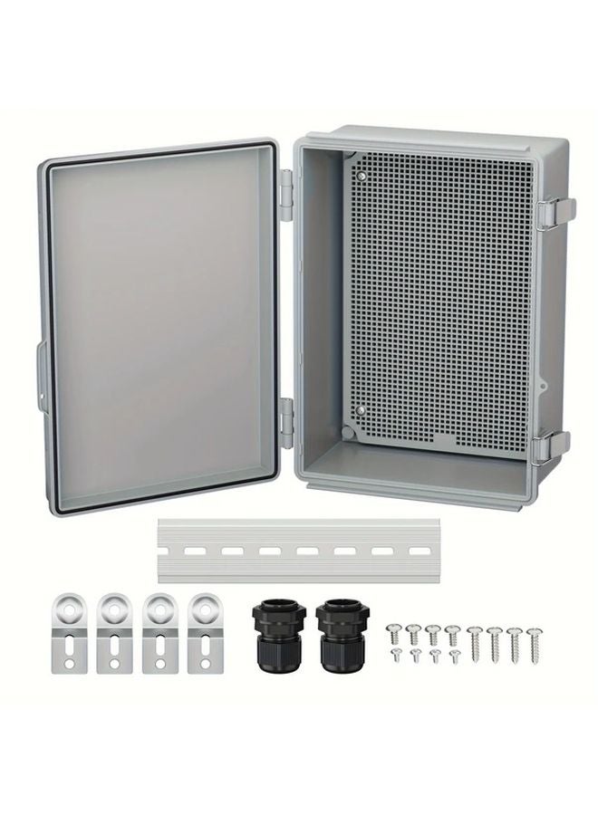 Junction Box ABS Plastic Electrical Enclosure Hinged Shell With 2 Cable Glands Size 290x190x140mm - Image 1