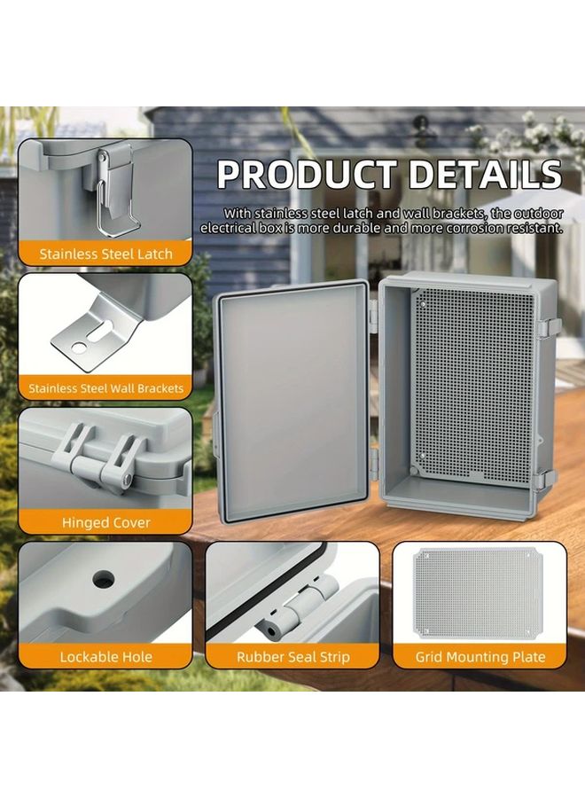 Junction Box ABS Plastic Electrical Enclosure Hinged Shell With 2 Cable Glands Size 290x190x140mm - Image 4