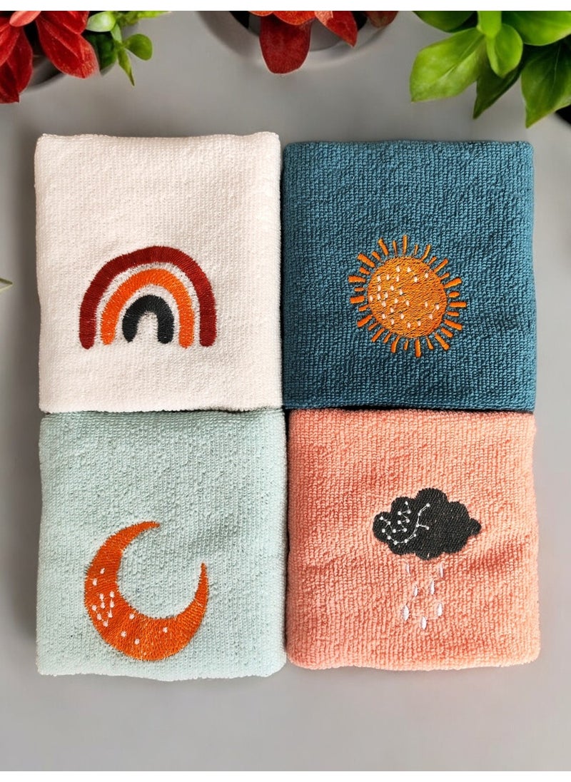 Cnr Garden Luna 4-Piece Embroidered Hand Towel Kitchen Towel Hand Towel 30 x 50 cm  - Image 1
