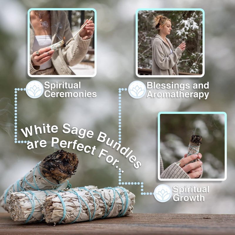 sheful California White Sage 6 Pack, 4 Inches Long California White Sage for Home Cleansing, and Fragrance, Meditation, Smudging Rituals, Purifying Ceremonial Ritual, Ramadan Eid Gift, with Gift Box - Image 3