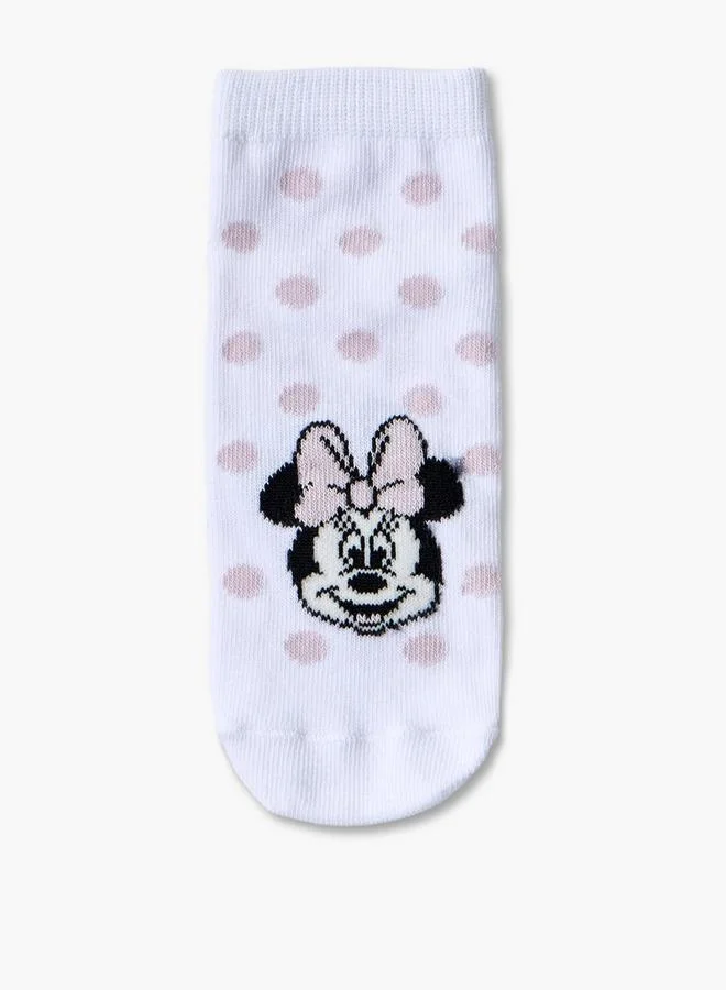 ديزني Pack Of 5 Ankle Length Girls Socks With Minnie Mouse Print