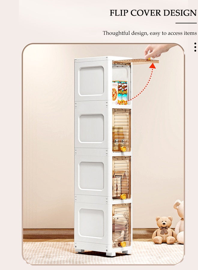 DUNISO 6 Tier Plastic Storage Cabinet with Wheels,Multi-Purpose Storage Box,Stackable Storage Bins with Lids,for Kitchen, Bedroom,and Living Room - Image 5