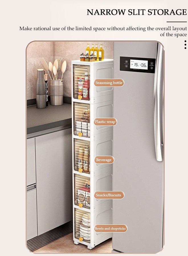DUNISO 6 Tier Plastic Storage Cabinet with Wheels,Multi-Purpose Storage Box,Stackable Storage Bins with Lids,for Kitchen, Bedroom,and Living Room - Image 3