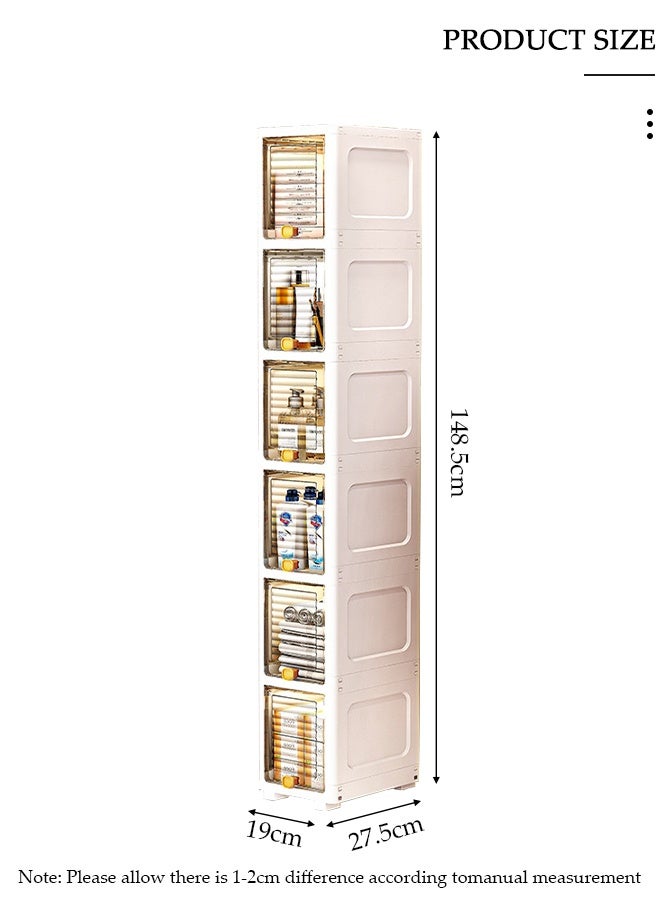 DUNISO 6 Tier Plastic Storage Cabinet with Wheels,Multi-Purpose Storage Box,Stackable Storage Bins with Lids,for Kitchen, Bedroom,and Living Room - Image 2