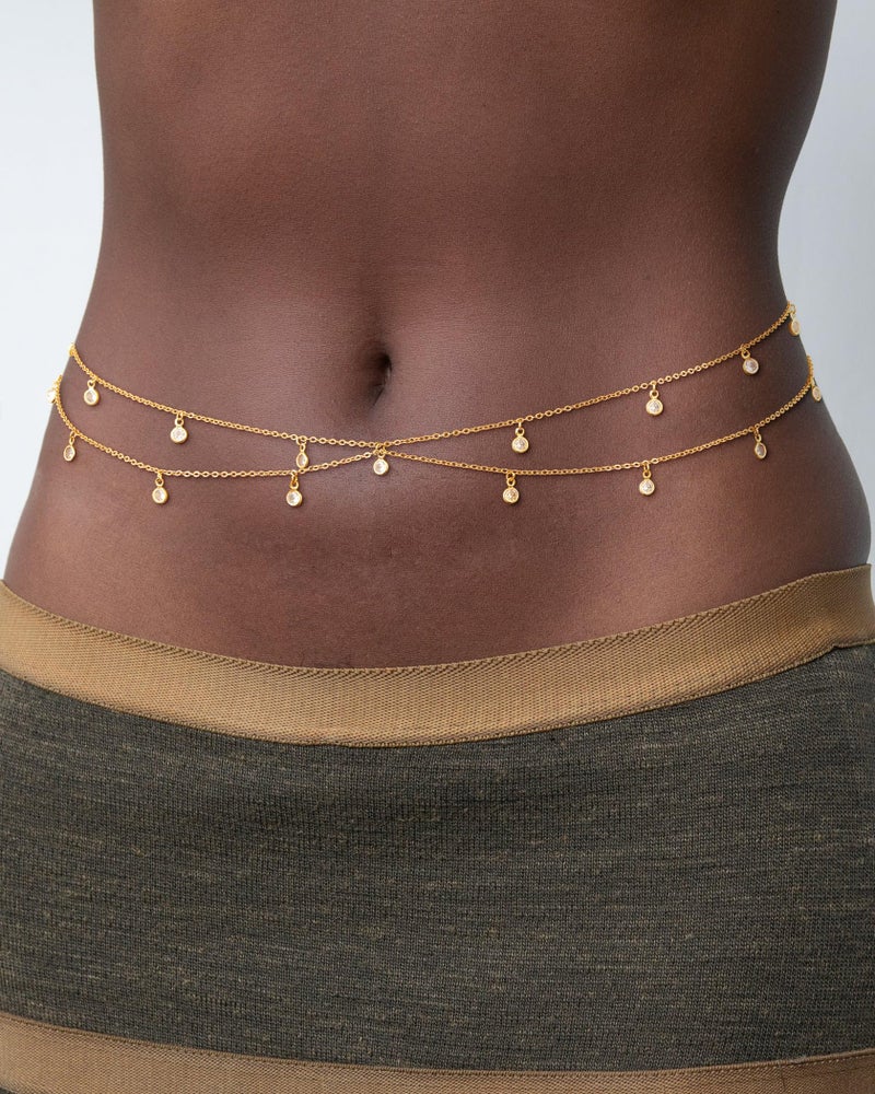 CHESKY Gold Waist Chain for Women Trendy, 14K Gold Plated Layered Belly Chain Adjustable Waterproof Sexy Beach Bikini Cubic Zirconia Chain Hypoallergenic Dainty Body Chain Jewelry for Women Gifts - Image 4