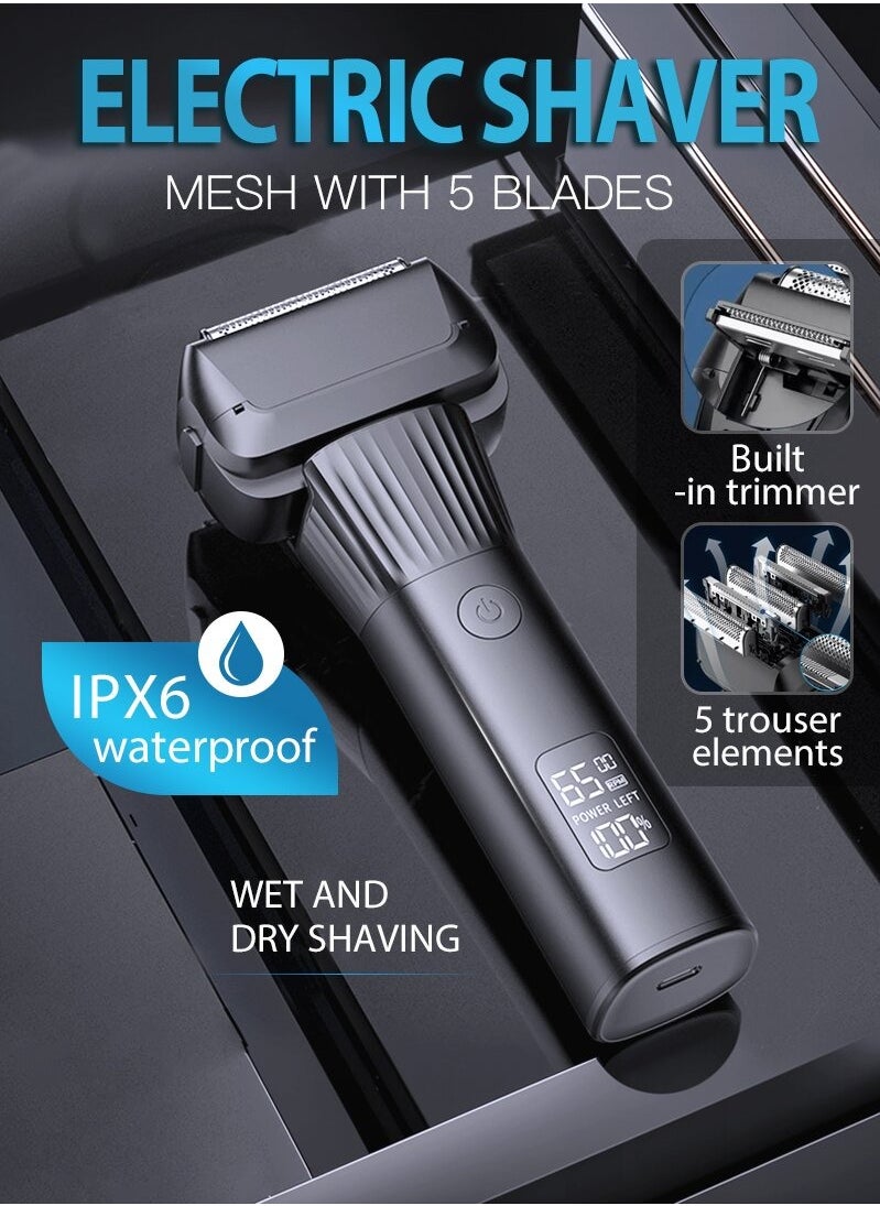 DOSCHER - Electric Shavers for Bald Men, Face Trimmer, Mens Shaving Machine Wet Dry Men's Razors Cordless Rechargeable,2-Speed 5-Blade LED Display - Image 1