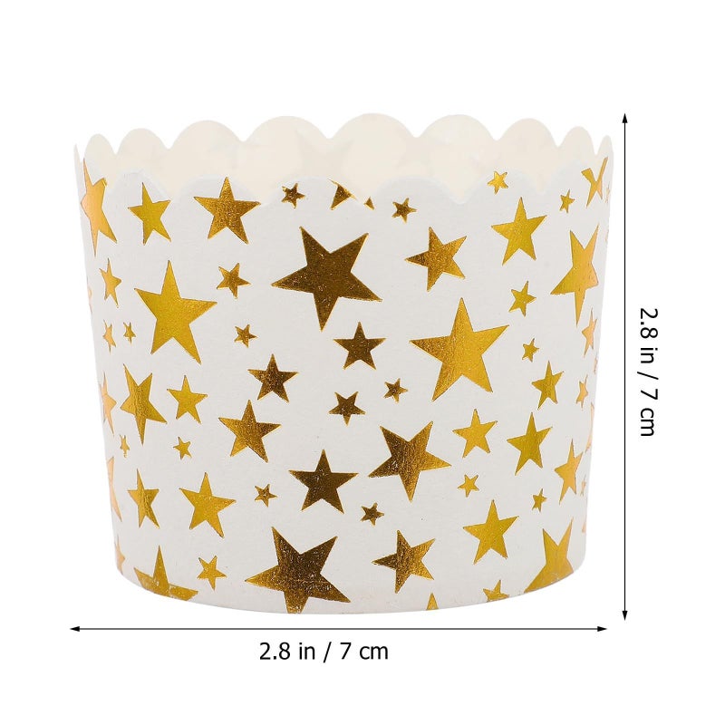 Bronzing Star Paper Baking Cups 50 Pcs Medium Muffin Cups Heat Resistant Cupcake Holders For Home Baking And Party Decoration - Image 3